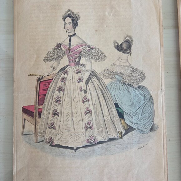 SET OF FOUR ANTIQUE 1834-1835 FASHION PRINTS - Picture 9 of 10